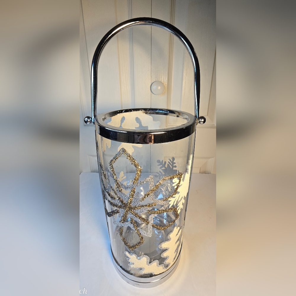 Christmas Glass Candle Holder with Handle